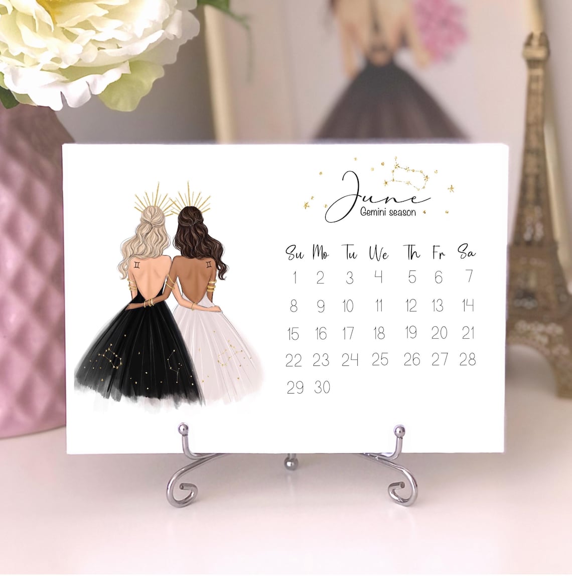 September Virgo Season Zodiac Monthly Calendar Desk Art Poster - Image 2