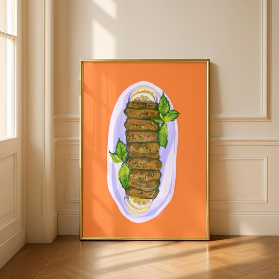 Lebanese Stuffed Vine Leaves Wall Art Printable Lebanon Food Kitchen Restaurant Retro Dining Dcor Digital Download