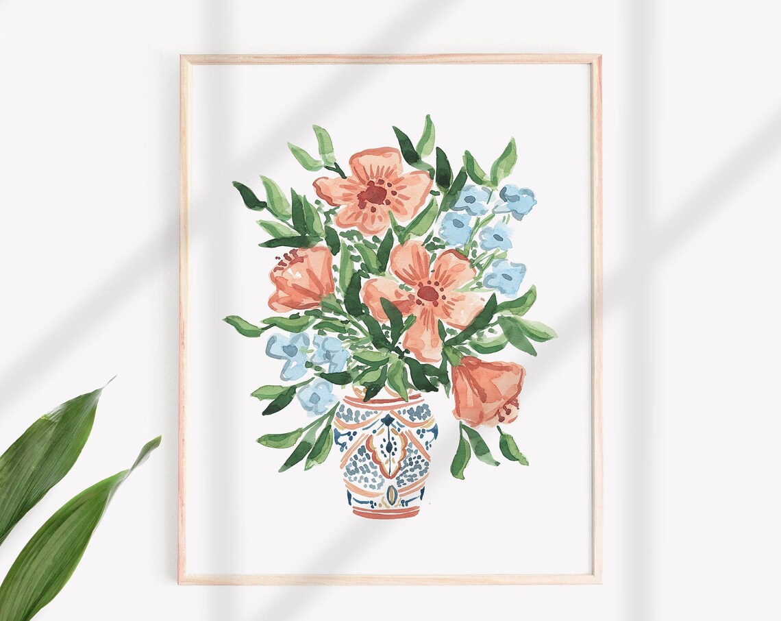 Peachy Florals Moroccan-Inspired Art Print - Image 4