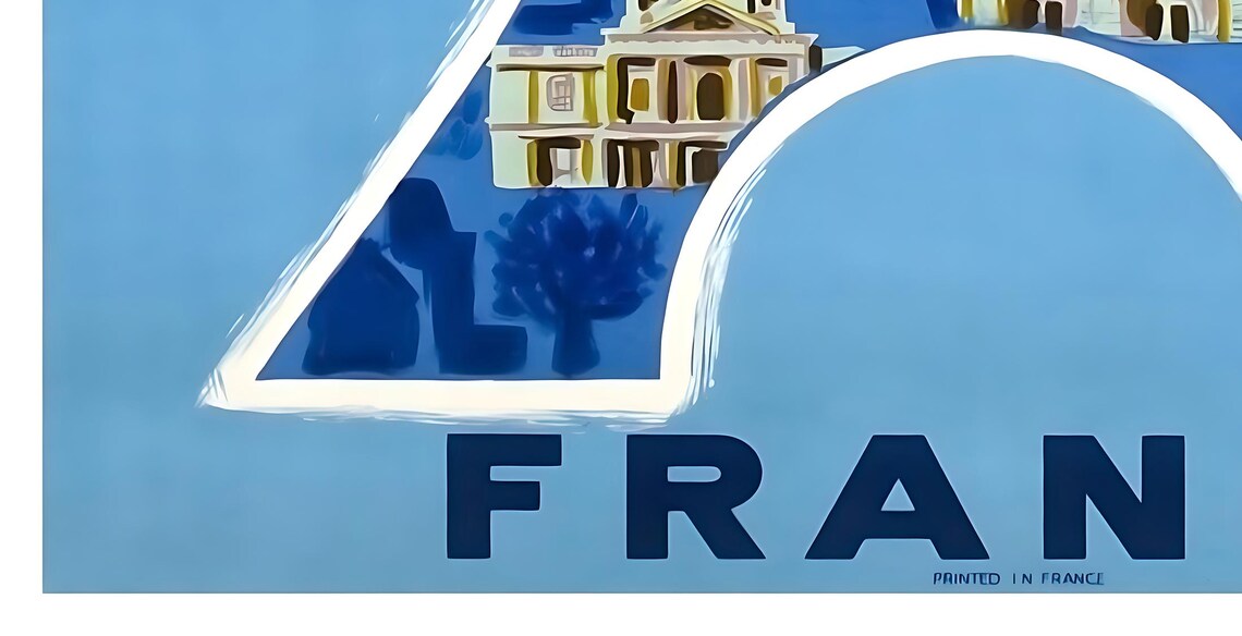 Air France France Villemot Eiffel Tower Landmark Collage Art Poster - Image 2