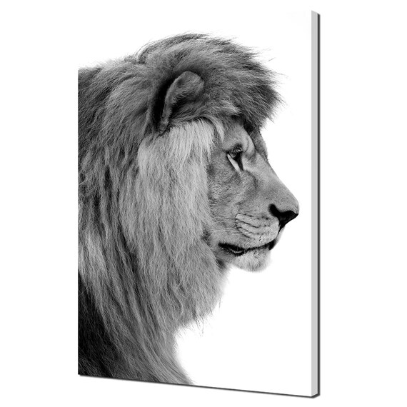 Majestic Lion Profile Black And White Portrait Photography Wall Art Poster