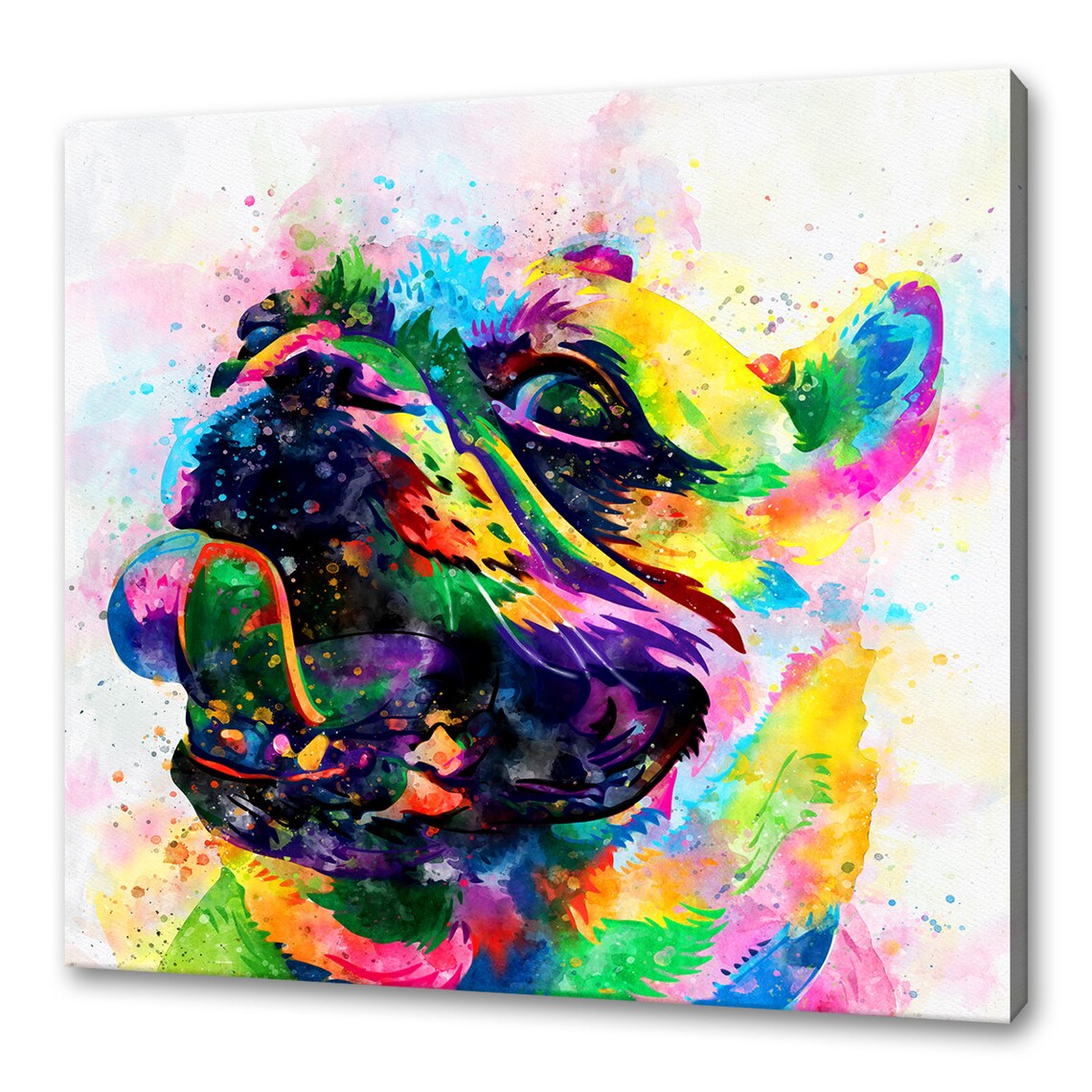 Colorful Pug Watercolor Splash Portrait Vibrant Dog Art Print Poster