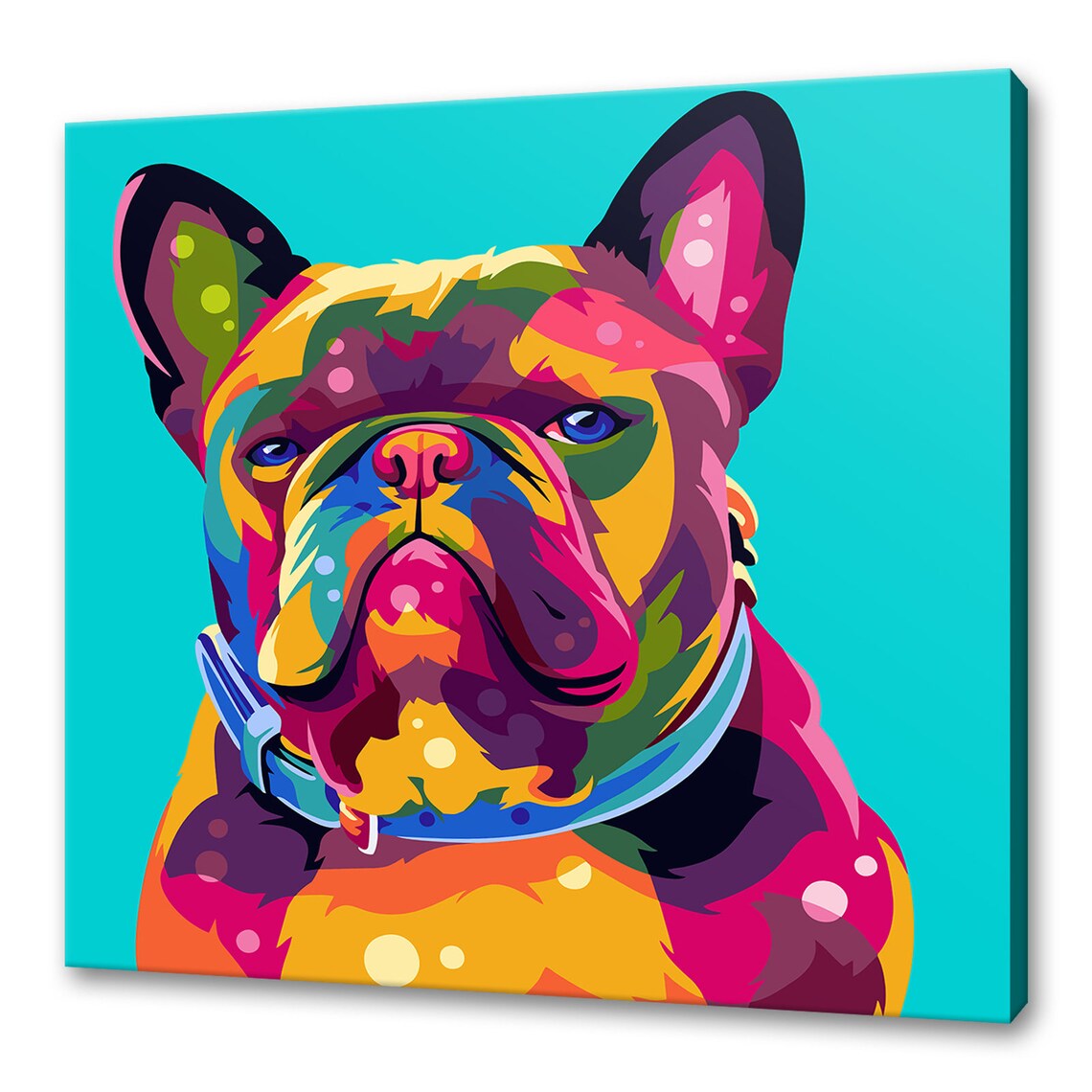 Bulldog Colourful Art Print, Modern Dog Wall Decor