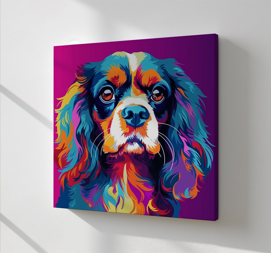 Cavalier King Charles Spaniel Pop Art Colourful Dog Wall Poster
