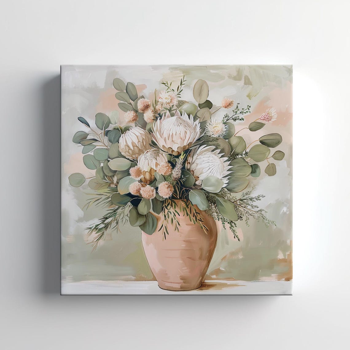 Bouquet Of Pastel Flowers In Vase Vintage Oil Painting Style Print Wall Hanging Living Room Decor Modern Design Floral Art Print - Image 4