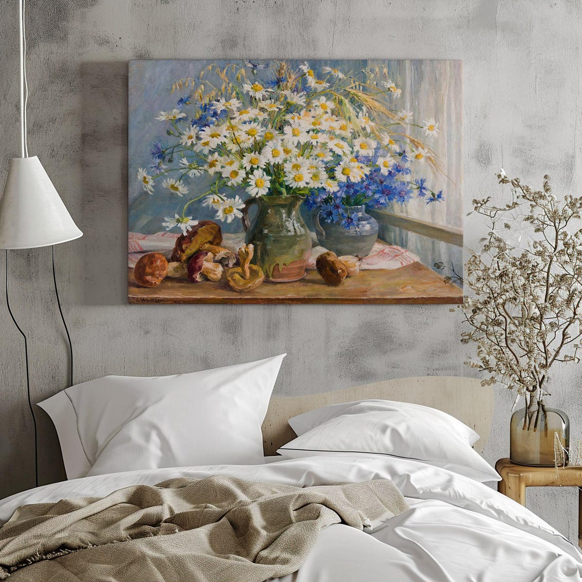 Daisies Cornflowers Rustic Jug Summer Wildflower Still Life Wall Art