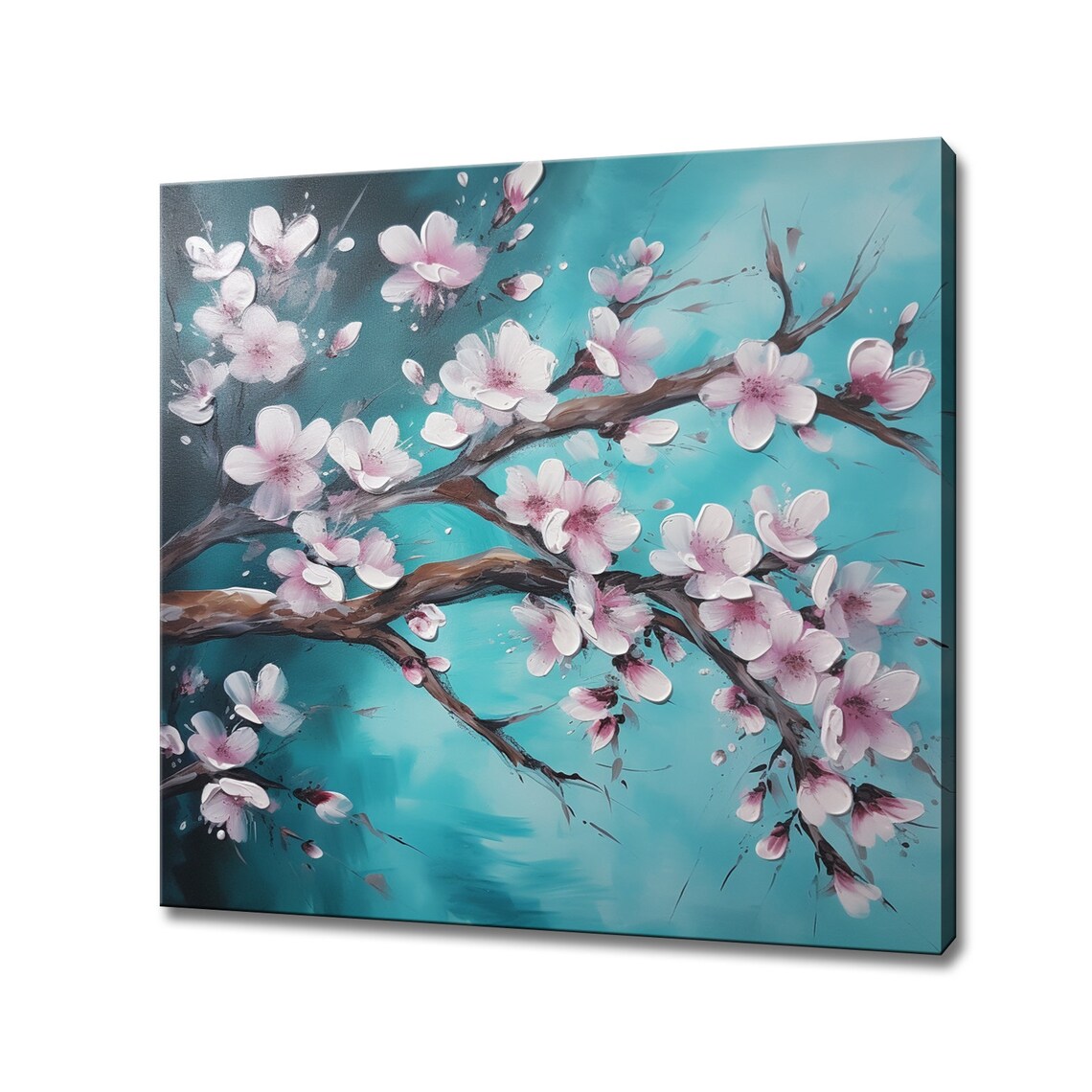 Almond Tree Pink Blossom Flowers Oil Painting Style Print Art Picture Wall Hanging Botanical Floral Wall Art Living Room Decor