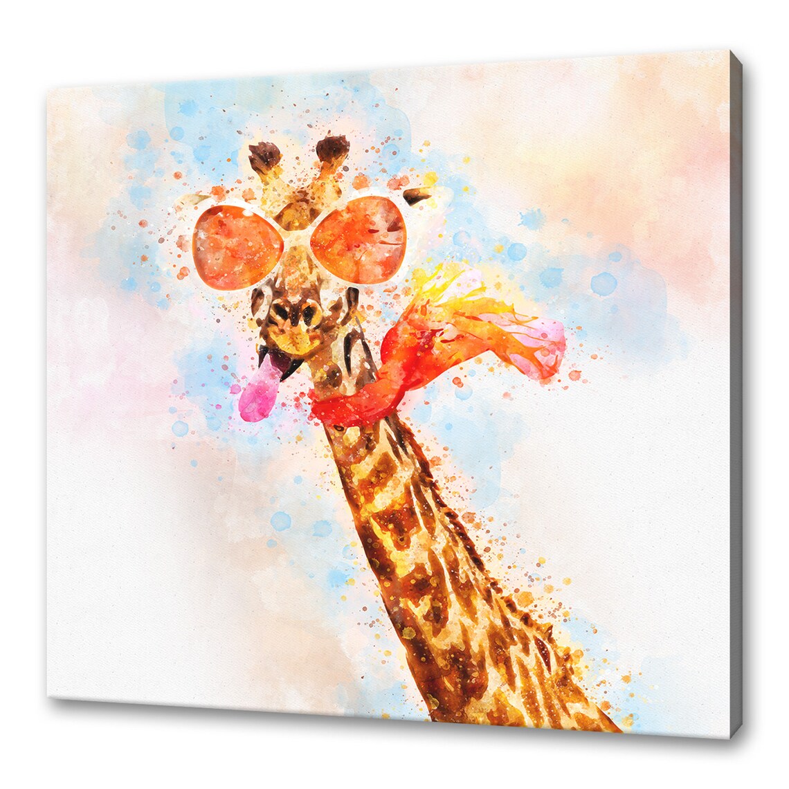 Funky Giraffe Watercolor Art Print, Custom Gift