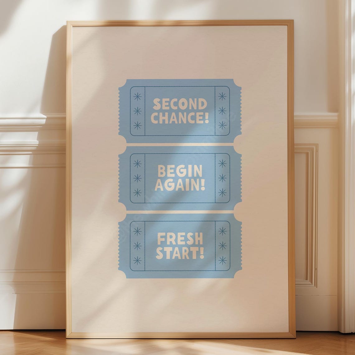 Second Chance Begin Again Fresh Start Tickets Motivational Poster
