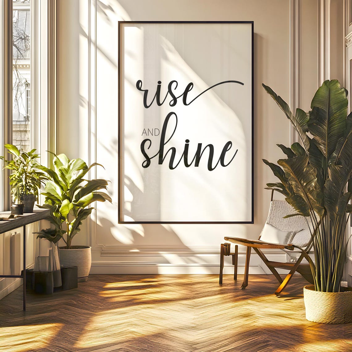 Rise And Shine Morning Script Typography Inspirational Bedroom Poster - Image 5