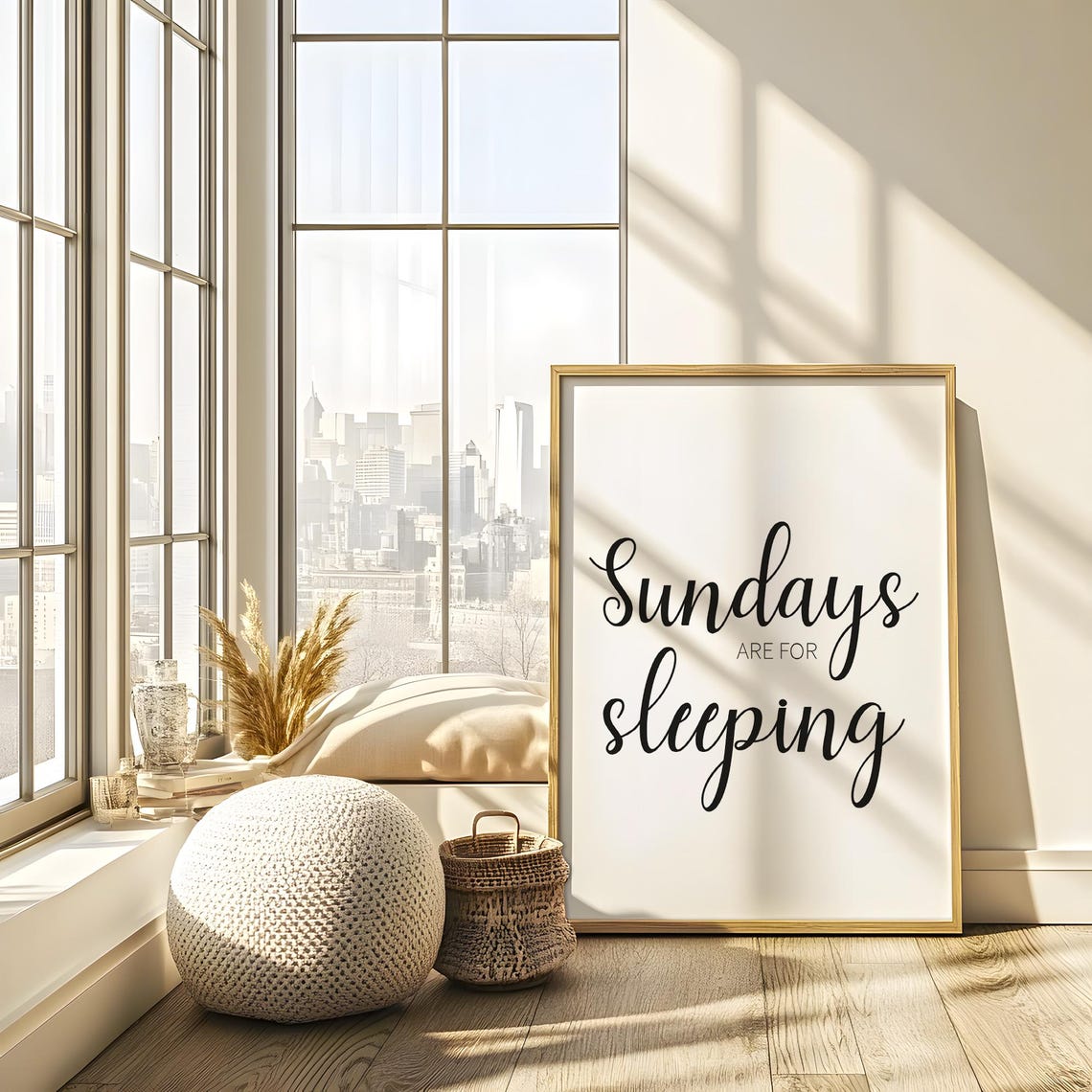 Sundays Are For Sleeping Cozy Script Typography Bedroom Quote Poster - Image 5