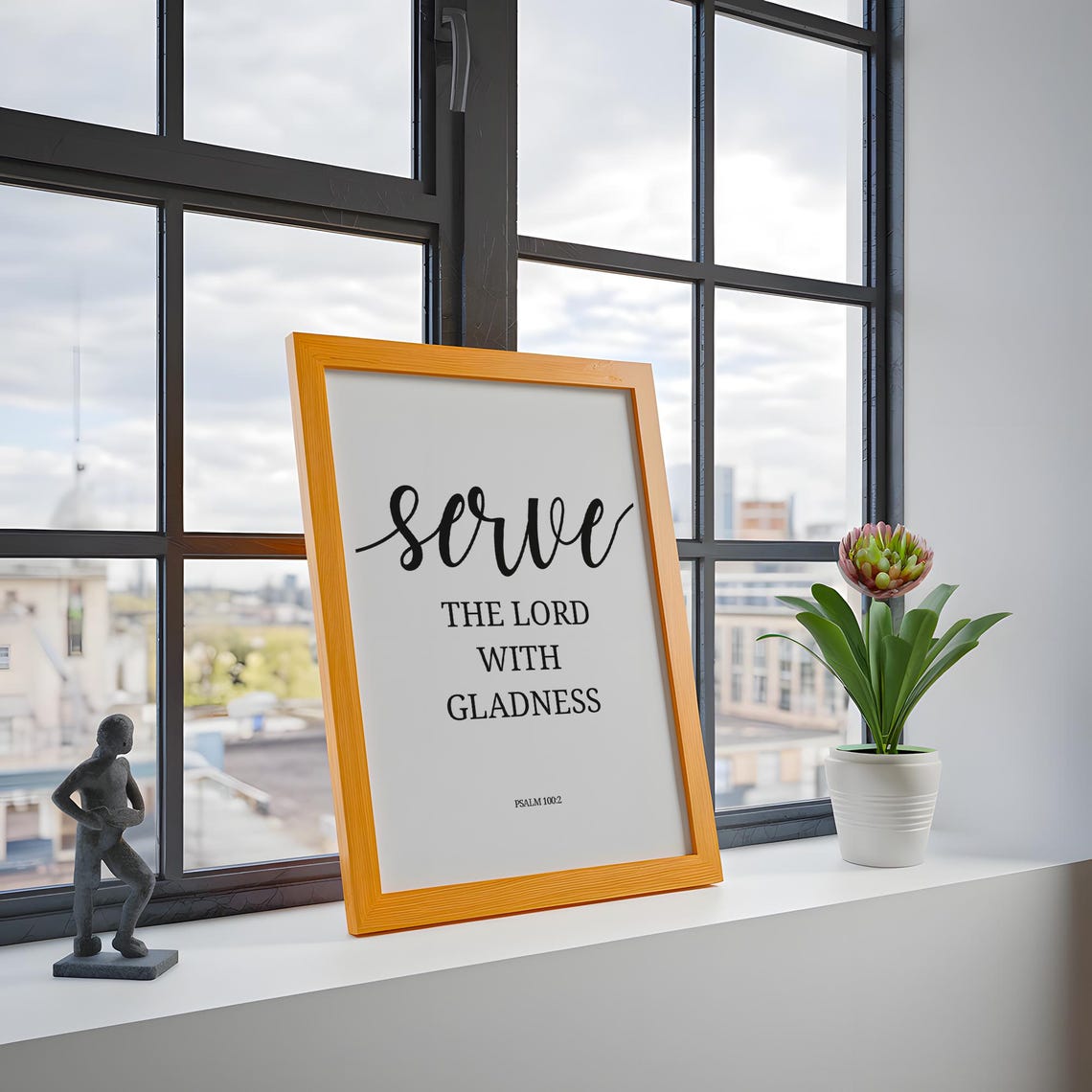 Serve The Lord With Gladness Psalm 100:2 Bible Scripture Poster - Image 3