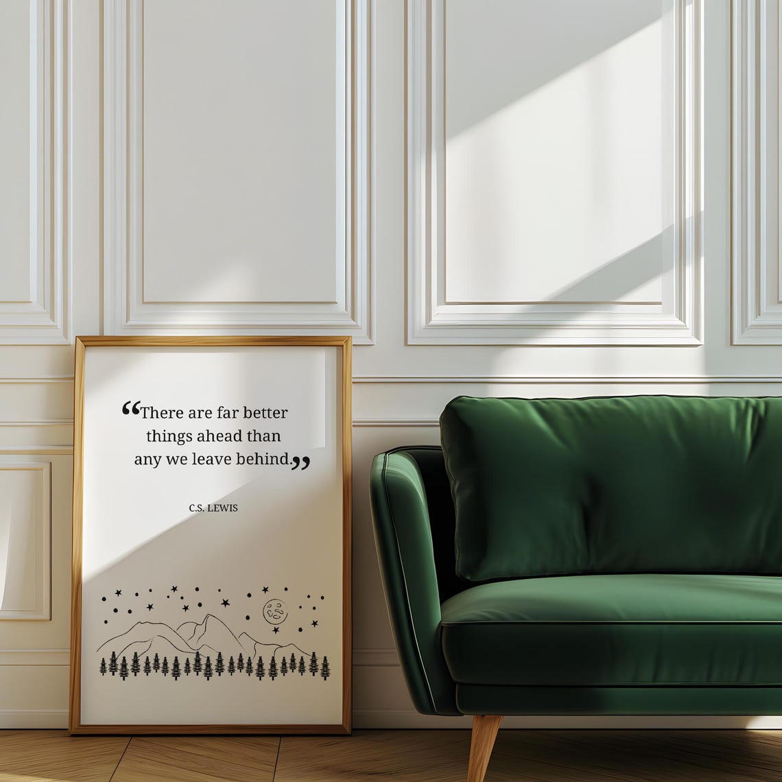 CS Lewis There Are Far Better Things Ahead Mountain Scene Quote Poster - Image 3