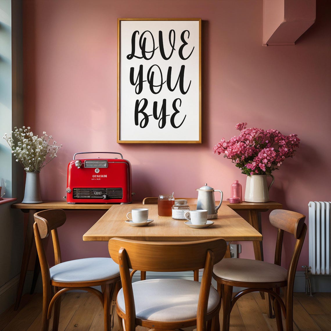 Love You Bye Black Script Hand Lettered Farewell Wall Decor Poster