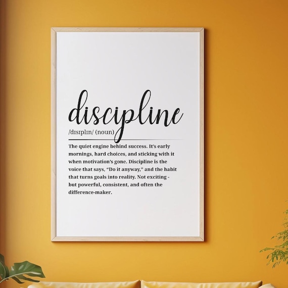 Discipline Dictionary Definition Motivational Success Habits Poster