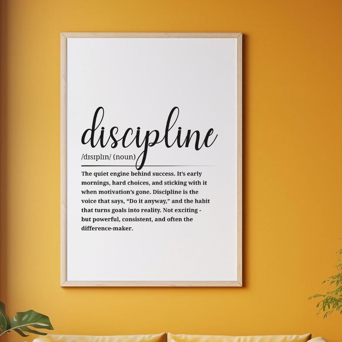 Discipline Dictionary Definition Motivational Success Habits Poster
