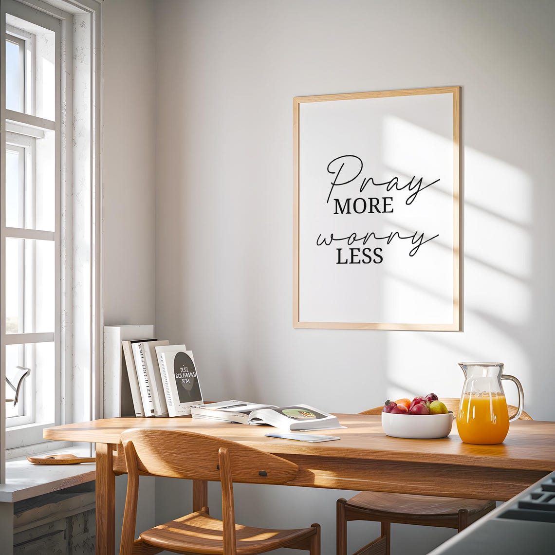 Pray More Worry Less Quote Mixed Script Typography Style Poster - Image 4