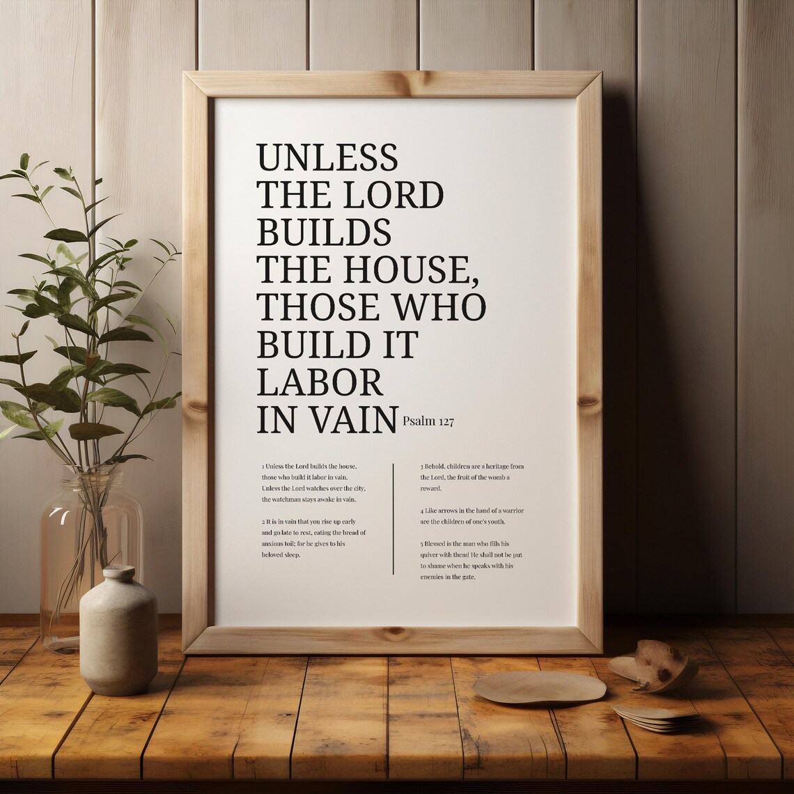 Psalm 127 Wall Art Bible Verse Print Christian Scripture Unless The Lord Builds House - Image 3