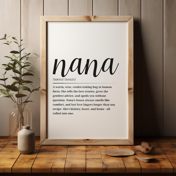Nana Dictionary Definition Heartfelt Grandmother Gift Family Wall Art