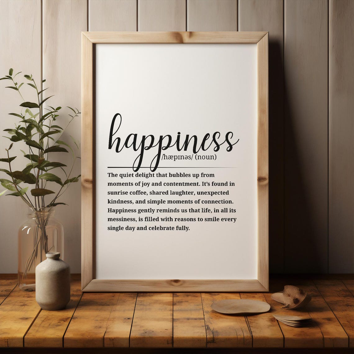 Happiness Definition Script Typography Joyful Word Art Quote Poster - Image 3