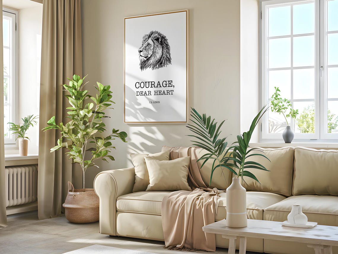 Courage Dear Heart Cs Lewiswall Art Lewis Wall Decor Book Page Inspirational Quote - Image 2