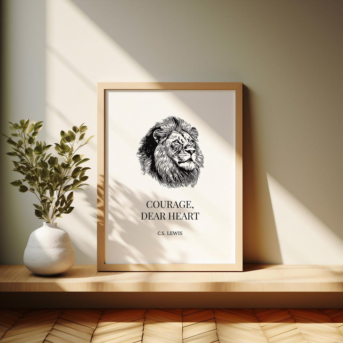 Courage Dear Heart C S Lewis Quote Lion Sketch Motivational Poster - Image 6