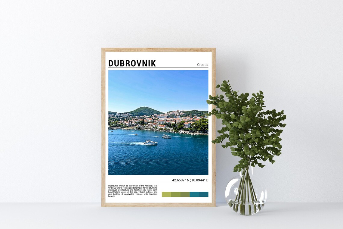 Dubrovnik Croatia Adriatic Harbor Boats Old Town View Poster - Image 4