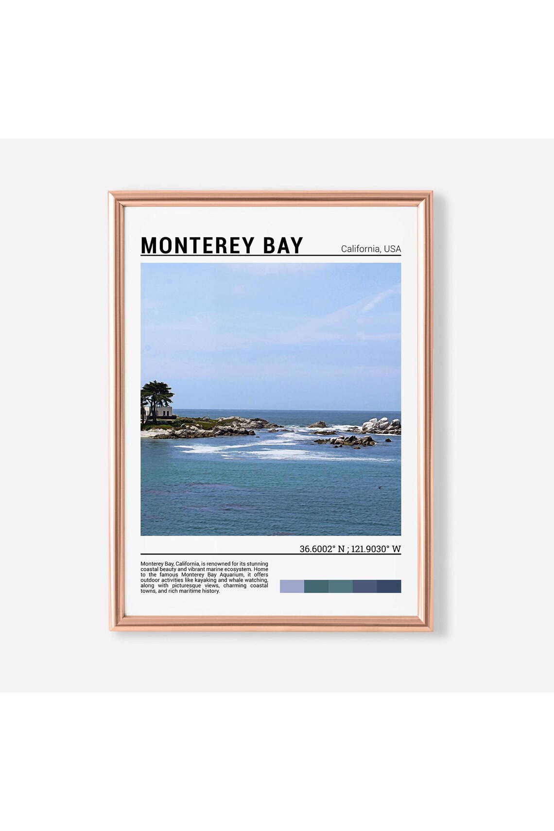 Monterey Bay California Rocky Coast Ocean Waves Photo Poster