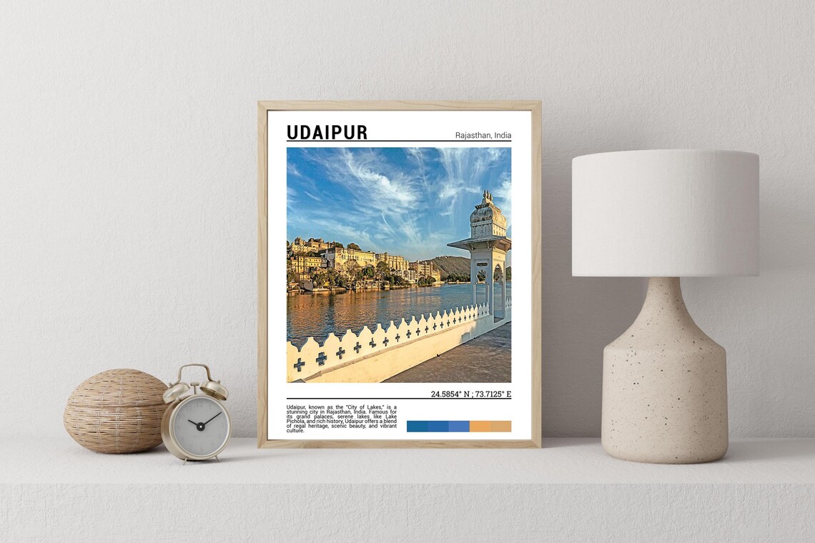Udaipur India City Palace Lake Pichola Golden Sunset Photo Poster - Image 2