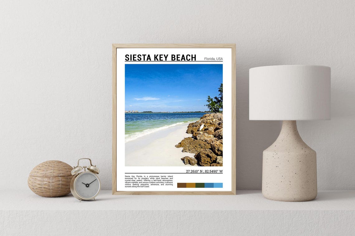 Siesta Key Beach Florida White Sand Gulf Coast Travel Poster - Image 2