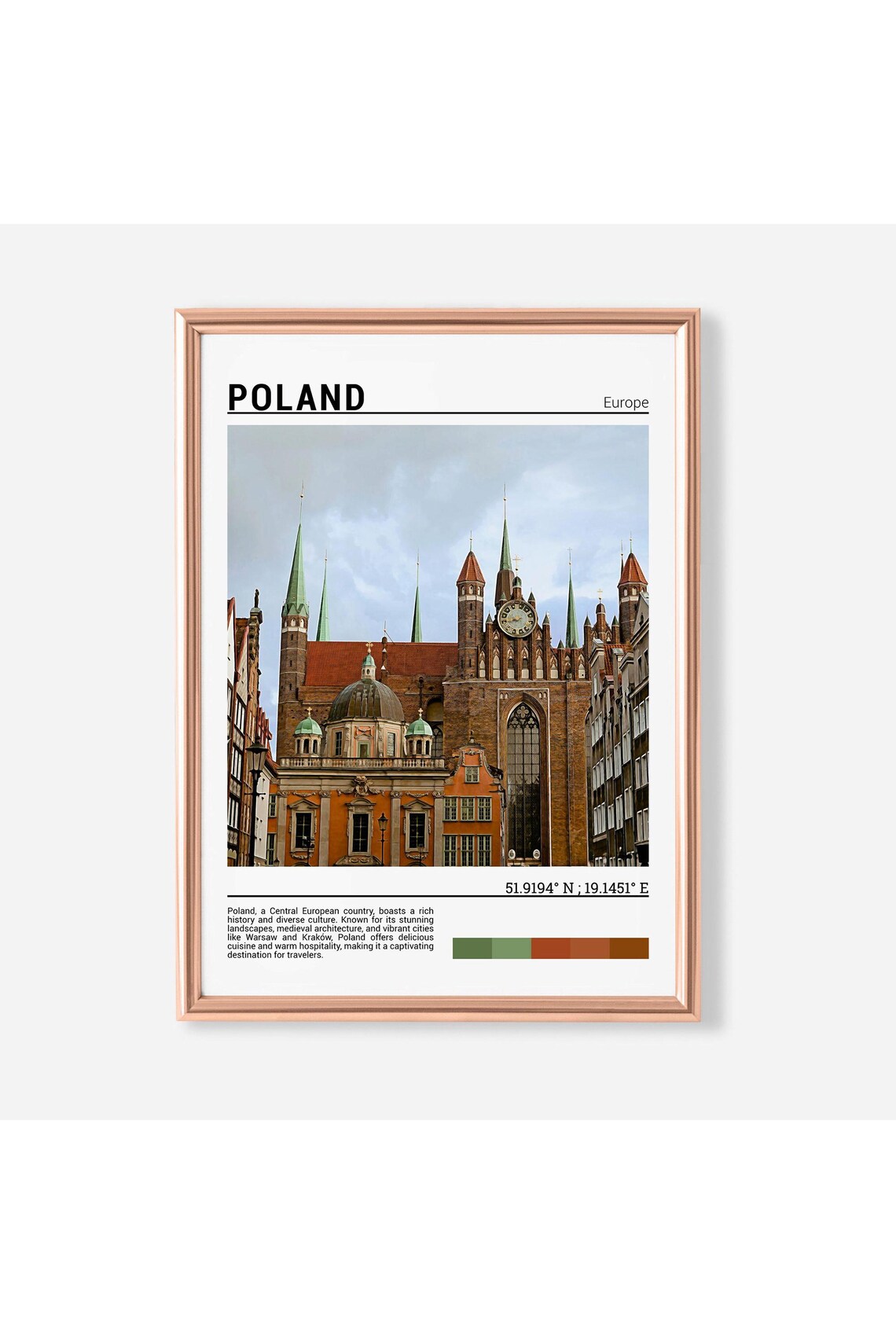 Gdansk Poland Historic Old Town Church Gothic Towers Photo Poster