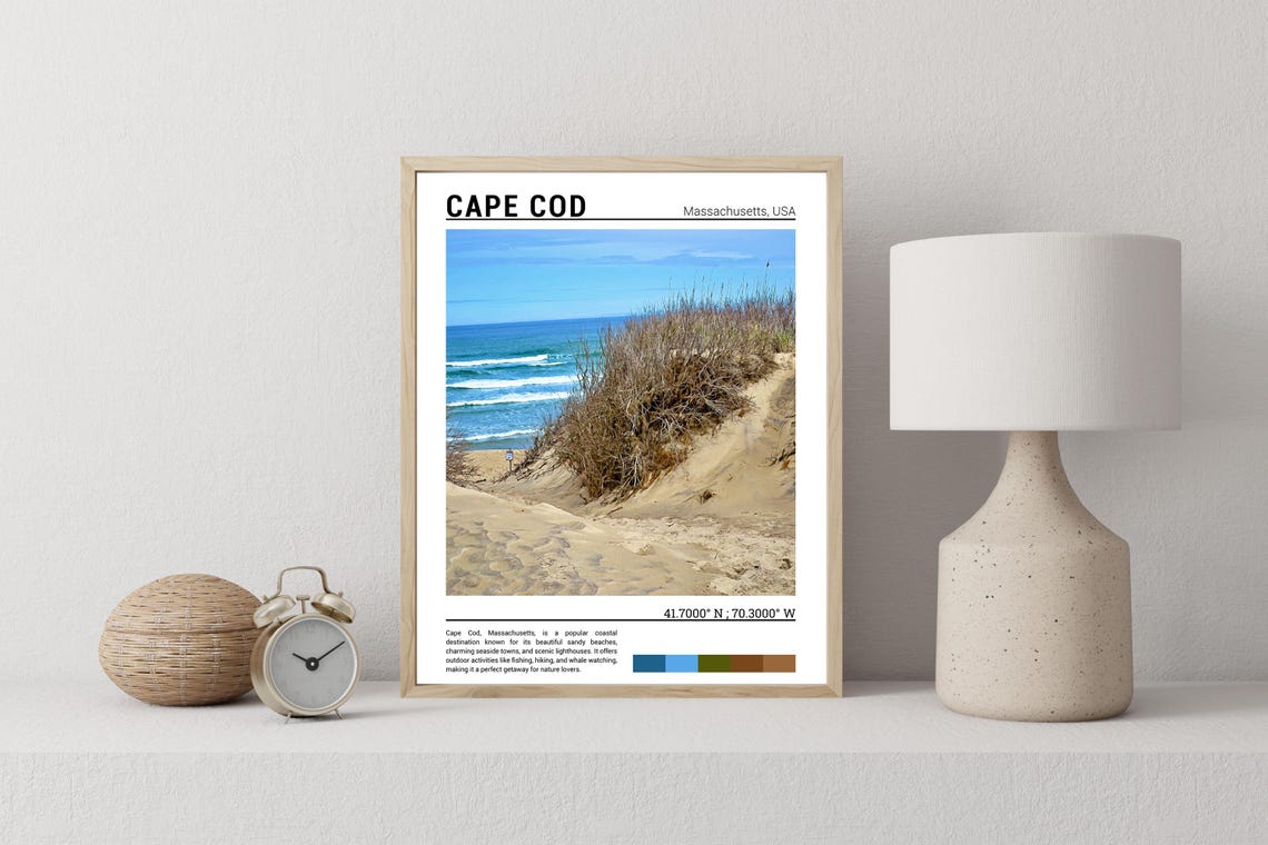 Cape Cod Massachusetts Sandy Dune Beach Grass Coastal Scene Poster - Image 2