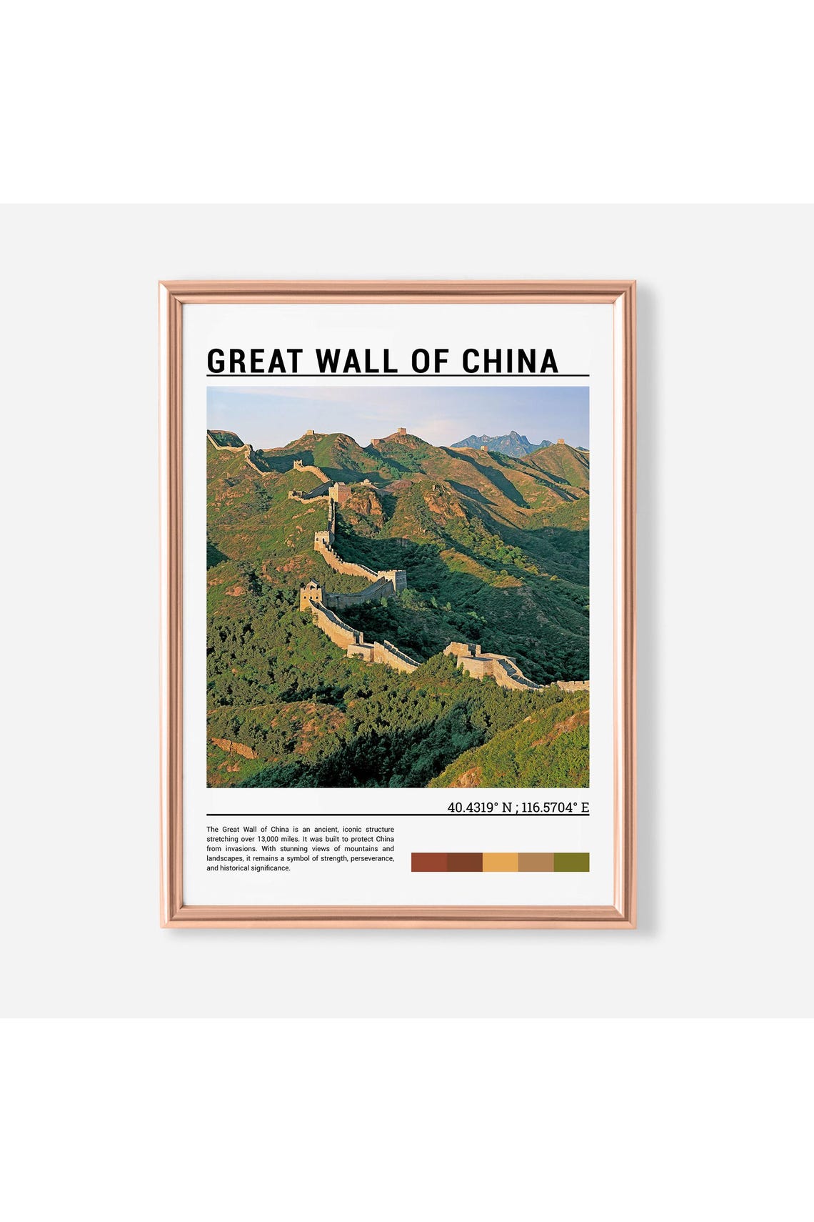 Great Wall Of China Mountain Ridge Watchtowers Panoramic View Poster