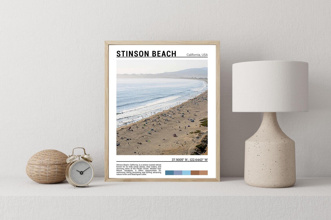 Stinson Beach California Travel Poster, Artwork - Image 2