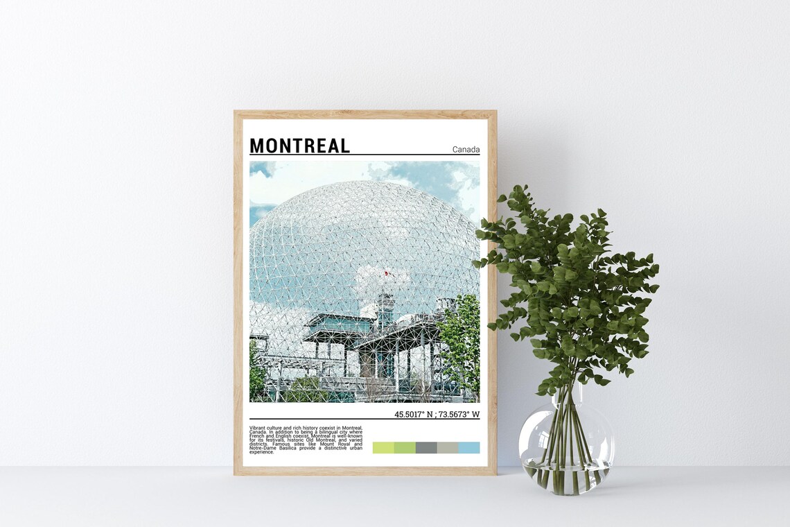 Montreal Canada Biosphere Geodesic Dome Landmark City Travel Poster - Image 4