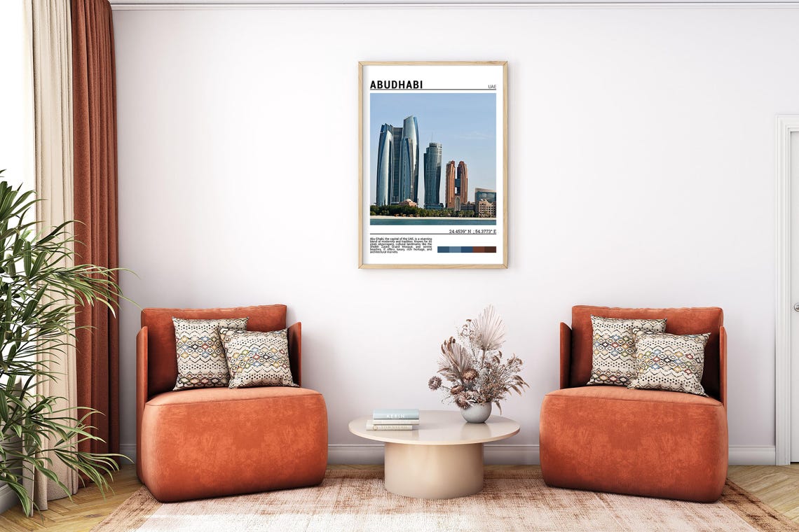 Abu Dhabi UAE Modern Skyscrapers Waterfront Skyline Travel Poster - Image 7