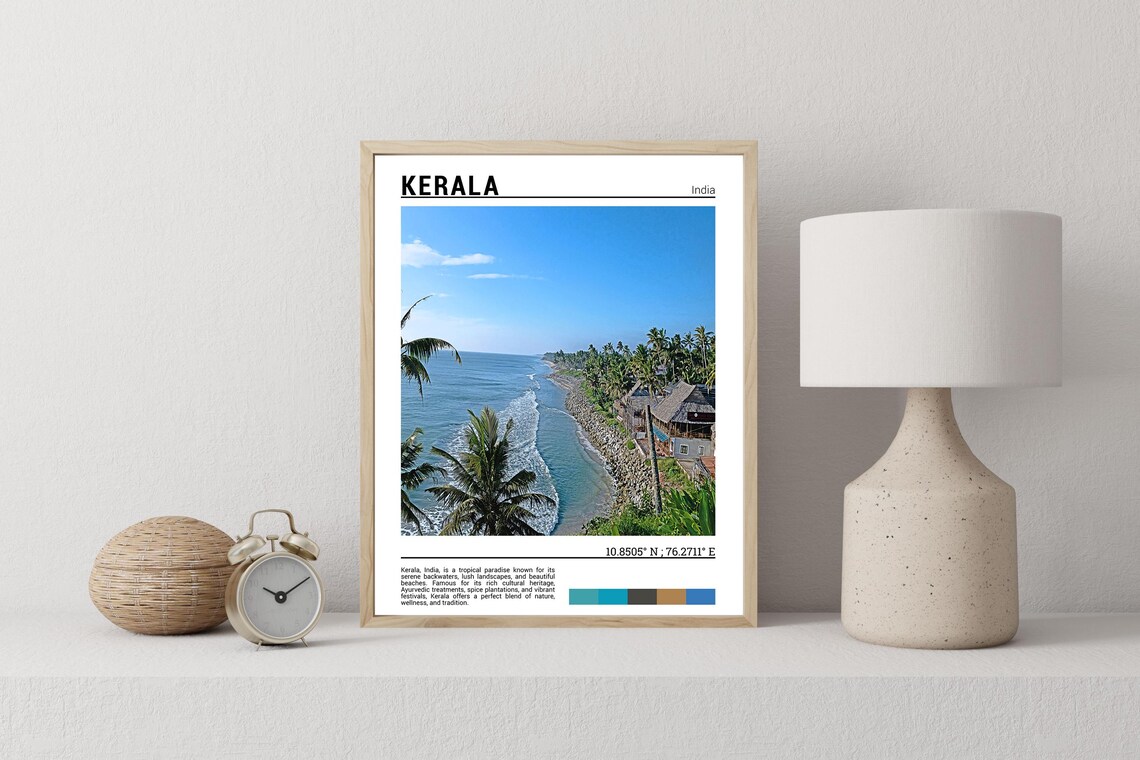 Kerala India Tropical Beach Cliffs Palm Coast Tropical Paradise Poster - Image 2