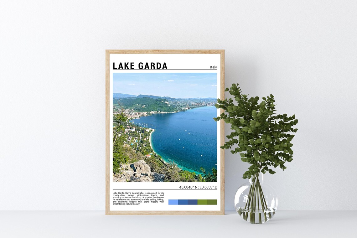 Lake Garda Italy Blue Water Shoreline Mountain View Photo Poster - Image 4