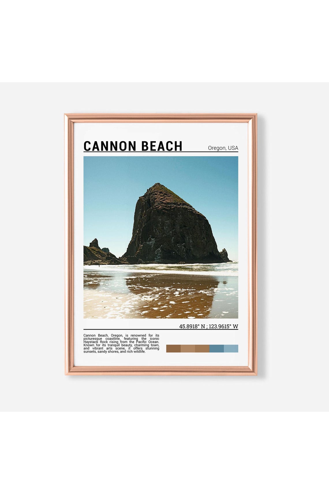 Cannon Beach Oregon Haystack Rock Sea Stack Shoreline Travel Poster