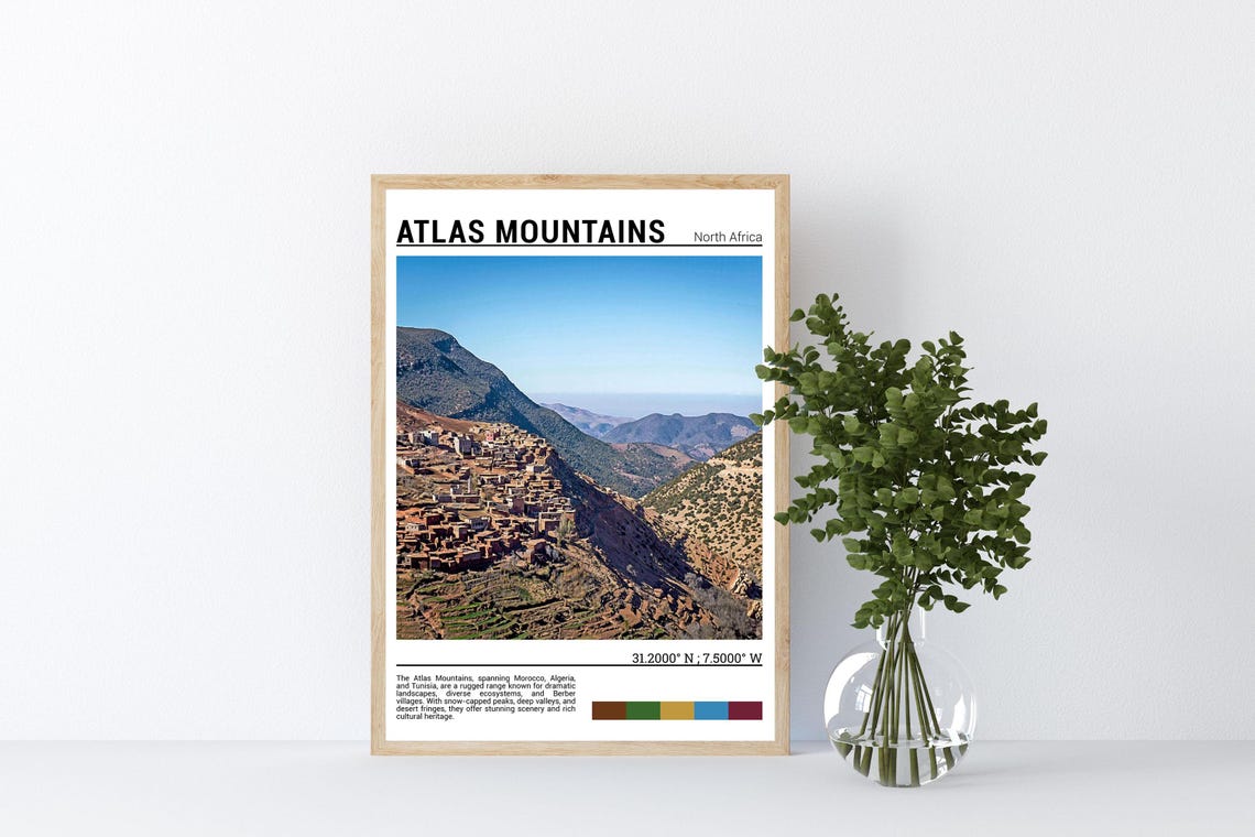 Atlas Mountain Print Atlas Mountain Poster Atlas Mountain Wall Art Atlas Mountain Travel Atlas Mountain Art Print Atlas Mountain Photo - Image 4
