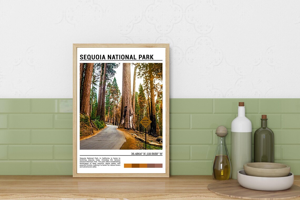 Sequoia National Park Giant Redwood Forest Road Scenic Travel Poster - Image 3