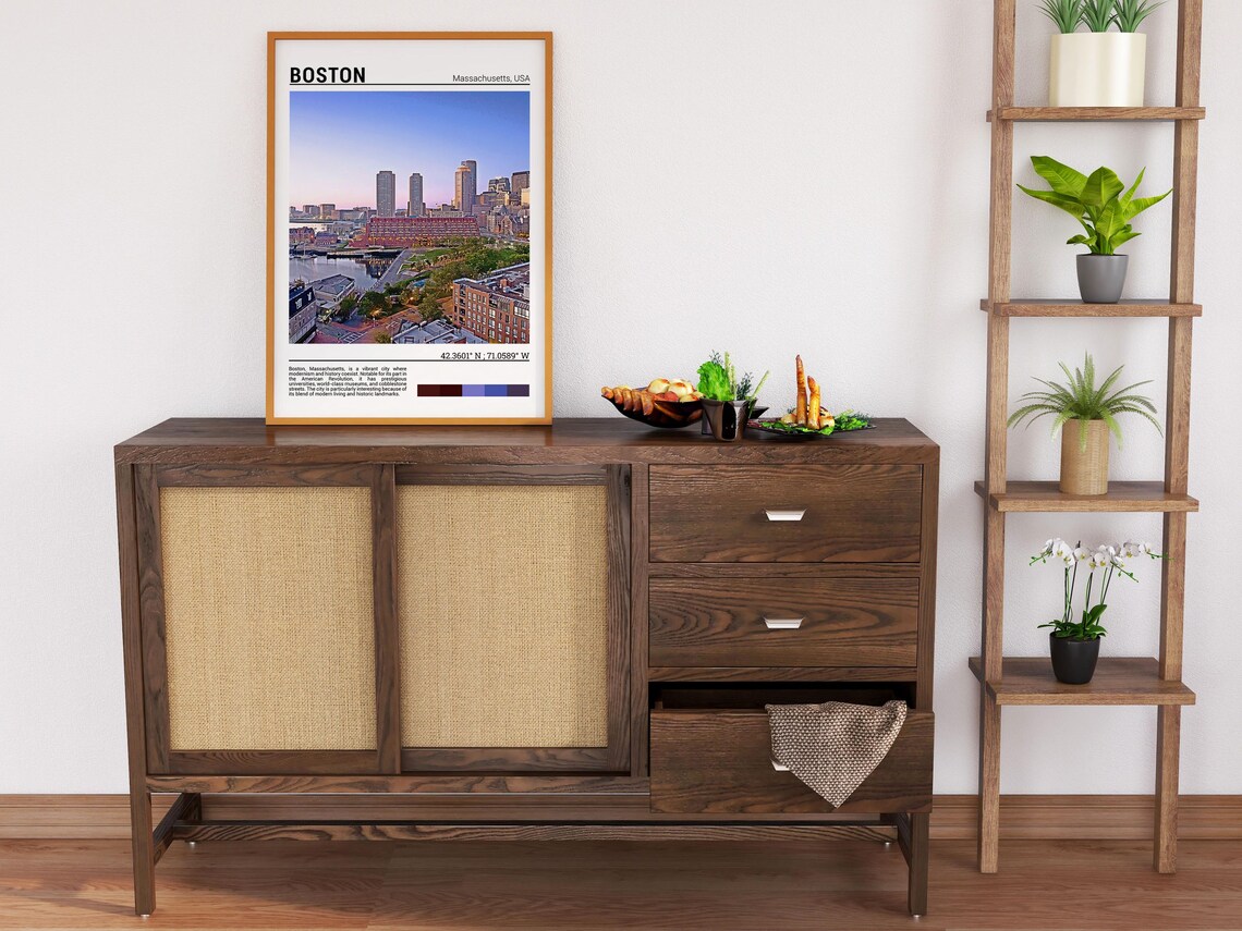 Boston Massachusetts Harbor Skyline at Dusk Photo Travel Poster - Image 6