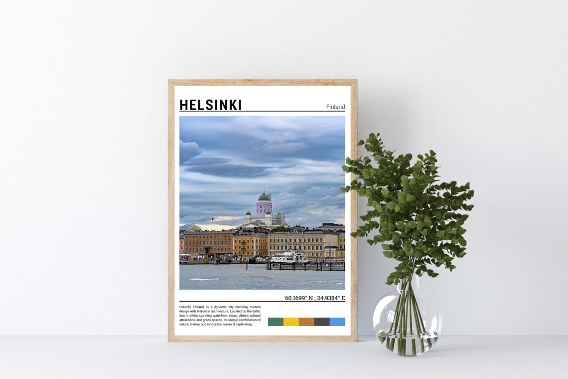 Helsinki Finland Harbor Waterfront Cathedral Skyline City View Poster - Image 4