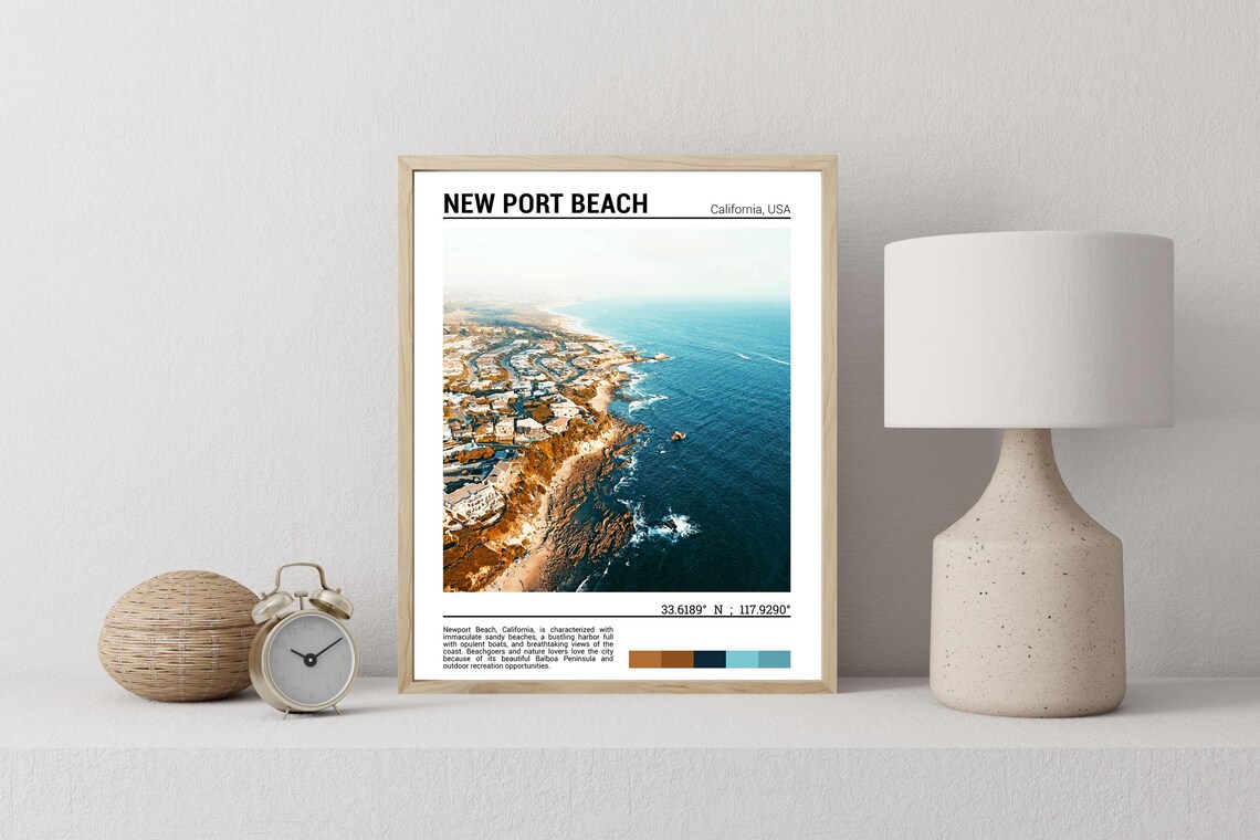 New Port Beach Wall Art New Port Beach Travel Poster New Port Beach Poster Print Black And White Californiausa - Image 2