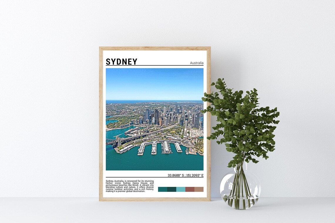 Sydney Australia Harbour Bridge Aerial Cityscape Photo Poster - Image 4