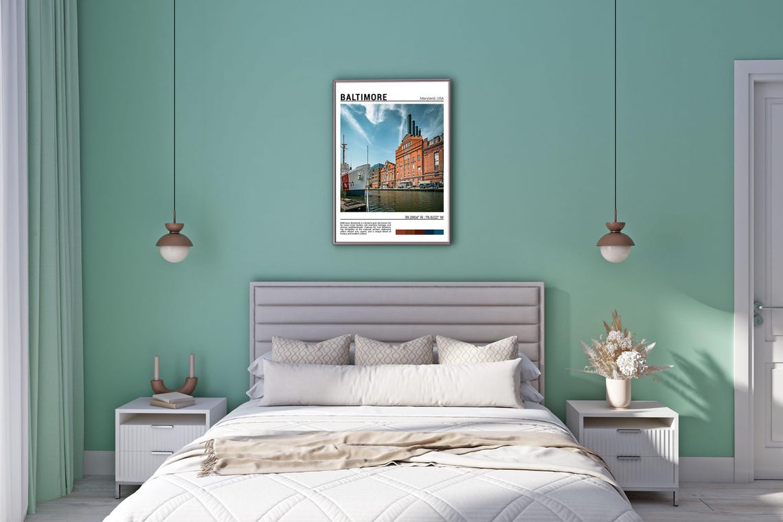 Baltimore Maryland Inner Harbor Ship Brick Waterfront Travel Poster - Image 5