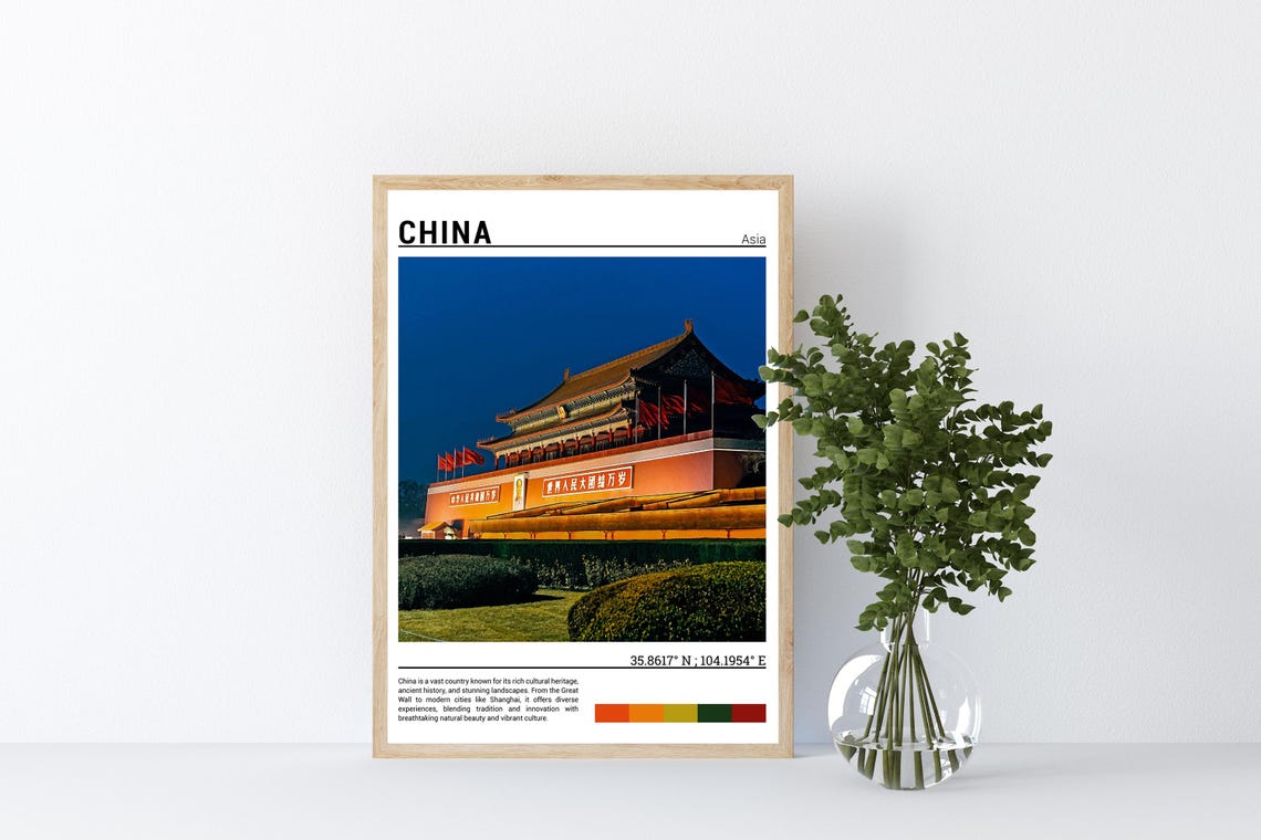 China Tiananmen Gate Beijing Night Landmark Architecture Travel Poster - Image 5