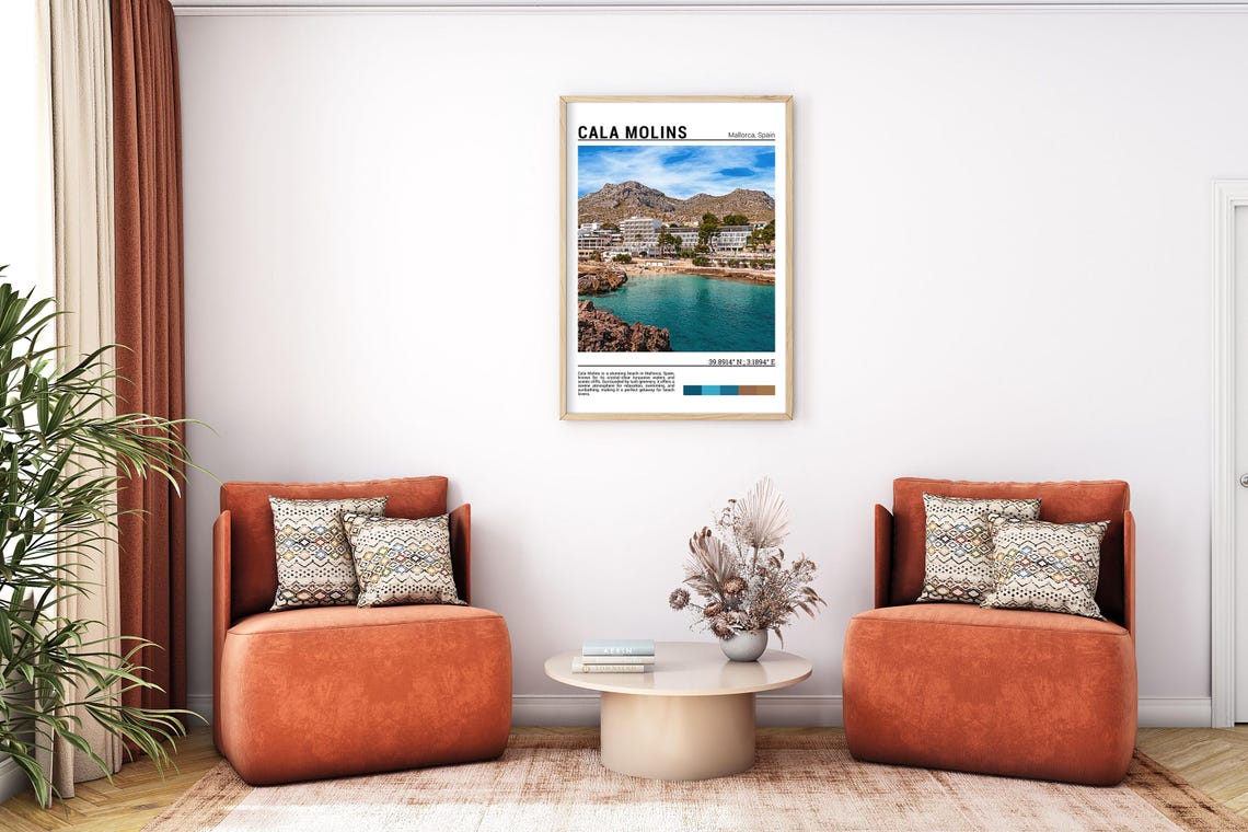 Cala Molins Mallorca Turquoise Cove Beach Mountains Travel Poster - Image 7