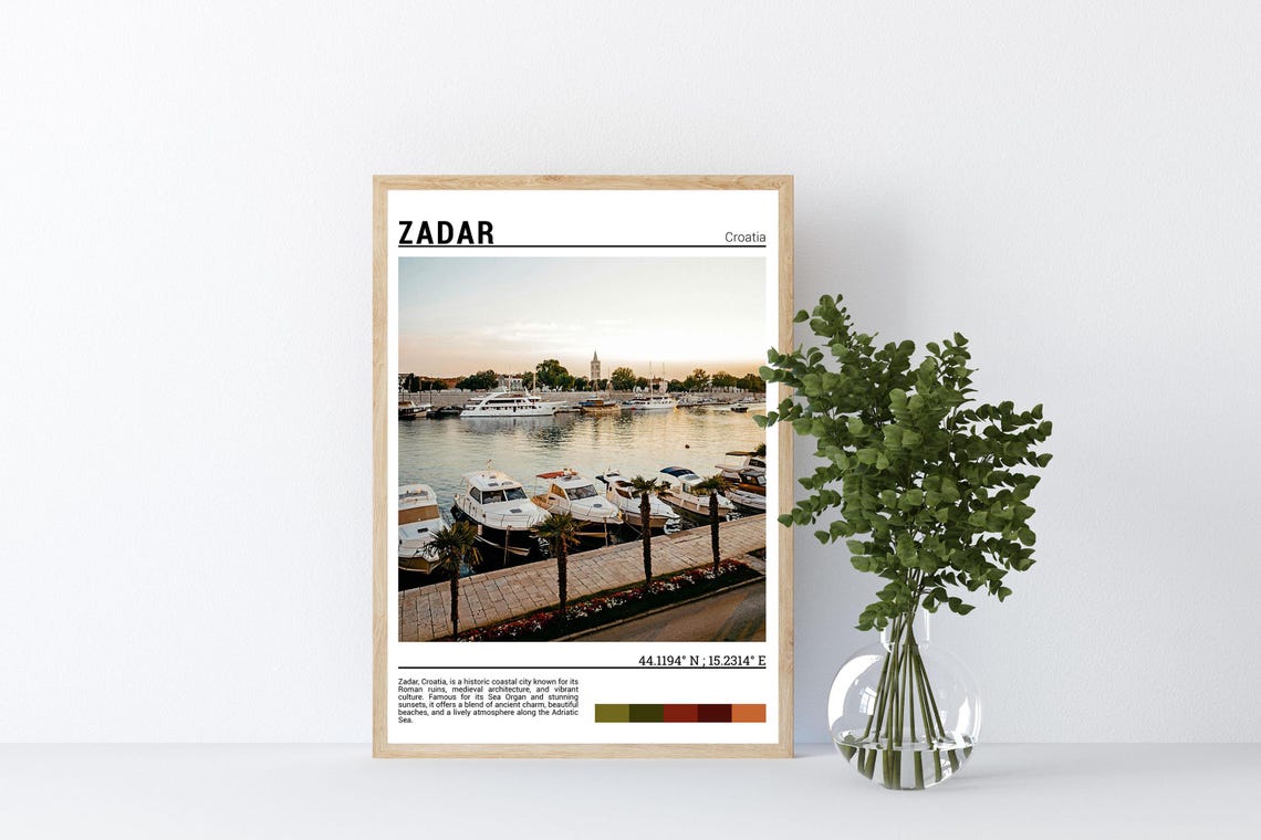 Zadar Croatia Harbor Sunset Boats Adriatic Coast Travel Poster - Image 4
