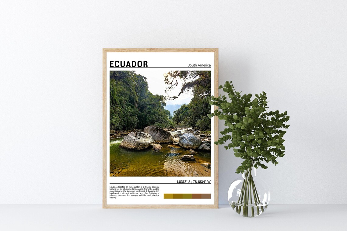 Ecuador South America Jungle River Rocks Nature Photo Poster - Image 4